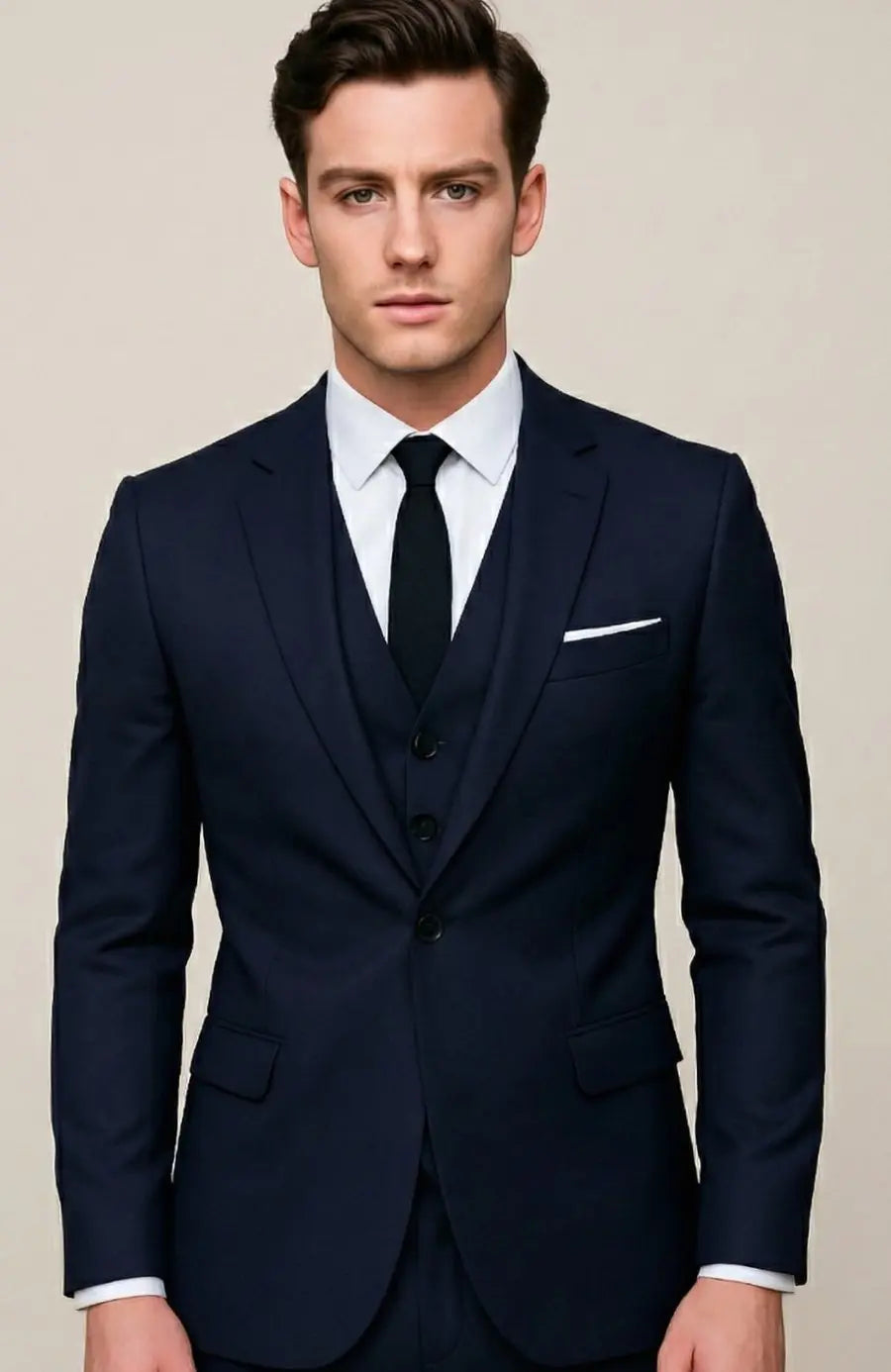 Men's Slim-Fit Three-Piece Single-Breasted Formal Suit