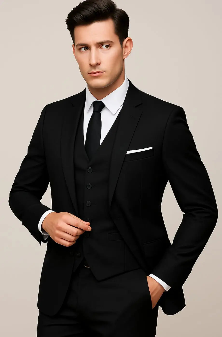 Men's Slim-Fit Three-Piece Single-Breasted Formal Suit