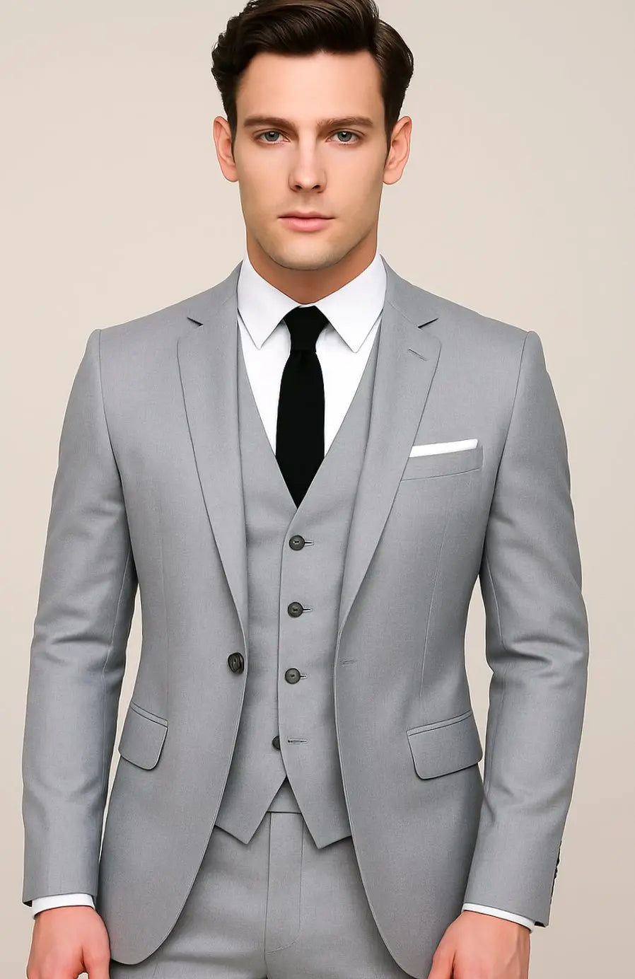 Men's Slim-Fit Three-Piece Single-Breasted Formal Suit