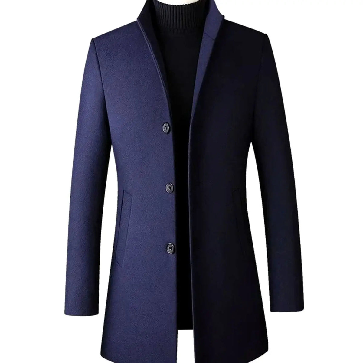 Men's Slim-Fit Wool Blend Winter Coat Notch Lapel