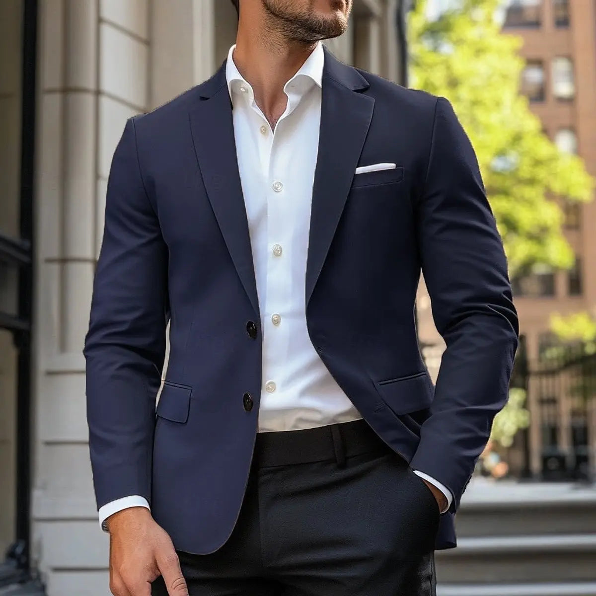 Men's Smart-Casual Single-Breasted Standard-Fit Blazer Jacket