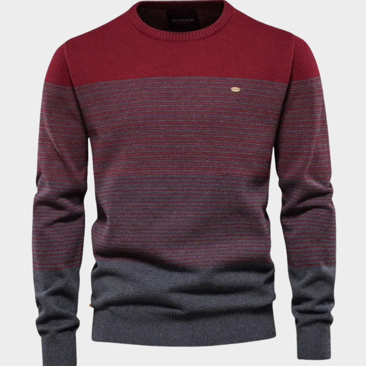 Men's Striped Colour-Block Crew-Neck Knit Pullover Jumper, Green