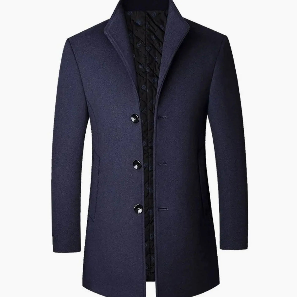 Men's Tailored Button-Front Long Overcoat