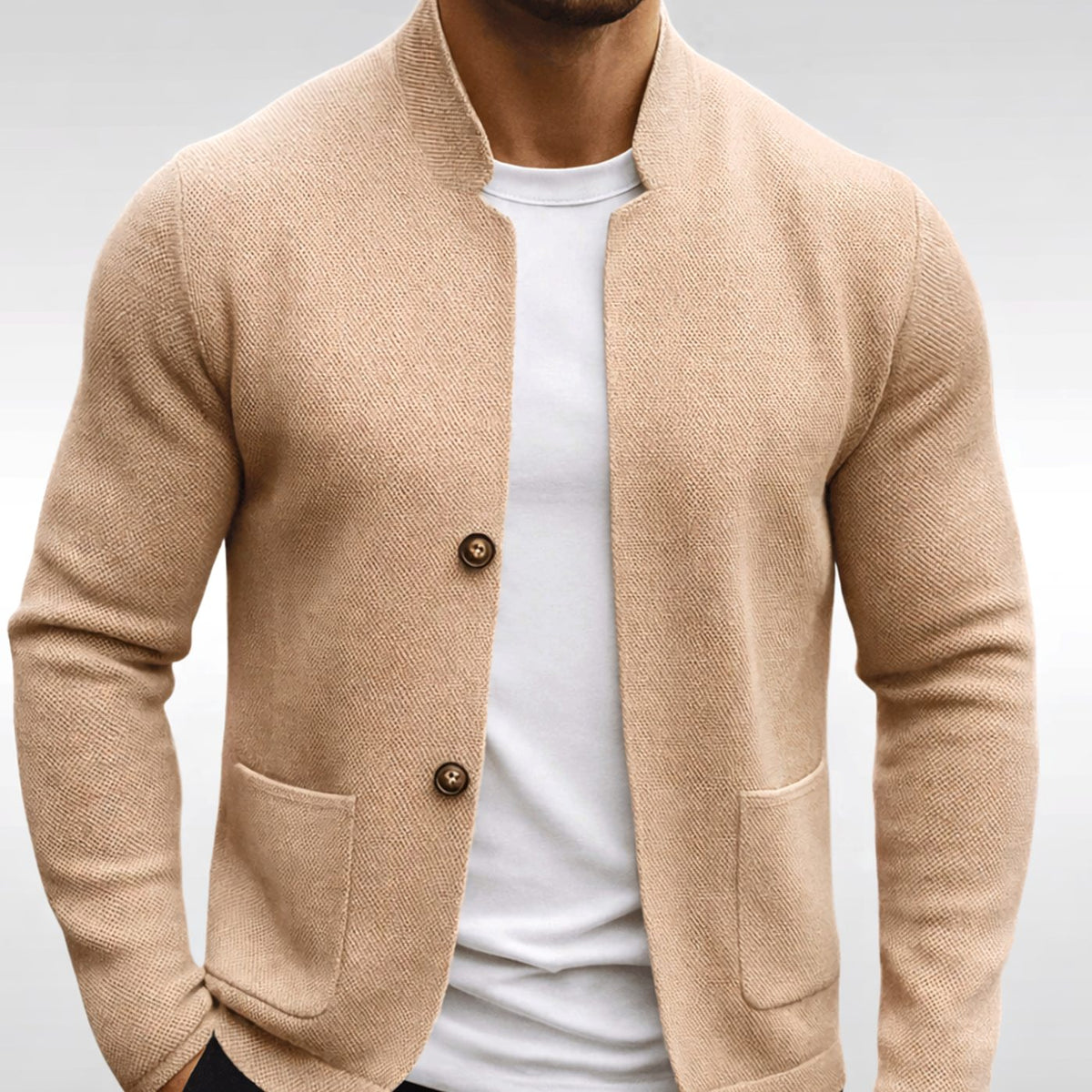 Men's Textured Knit Button-Up Cardigan Jacket