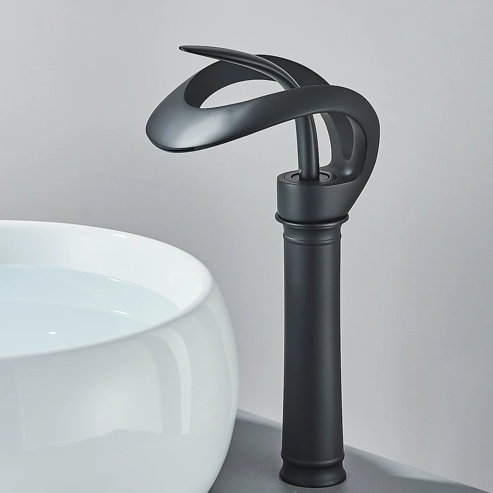 Minimalist Waterfall Spout Single Lever Bathroom Faucet Basin Mixer Tap