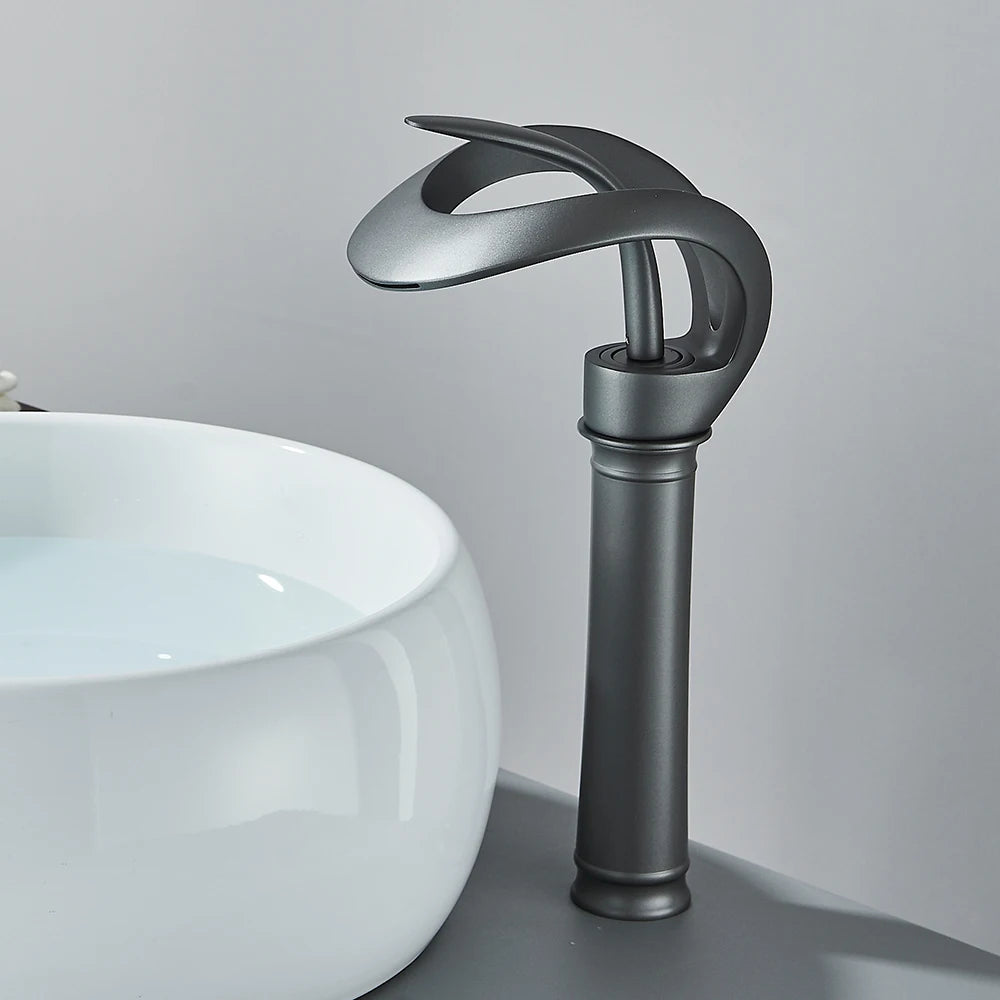 Minimalist Waterfall Spout Single Lever Bathroom Faucet Basin Mixer Tap