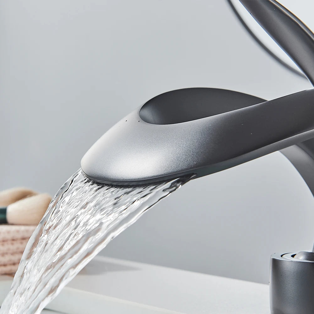 Minimalist Waterfall Spout Single Lever Bathroom Faucet Basin Mixer Tap