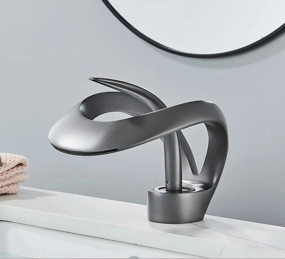 Minimalist Waterfall Spout Single Lever Bathroom Faucet Basin Mixer Tap