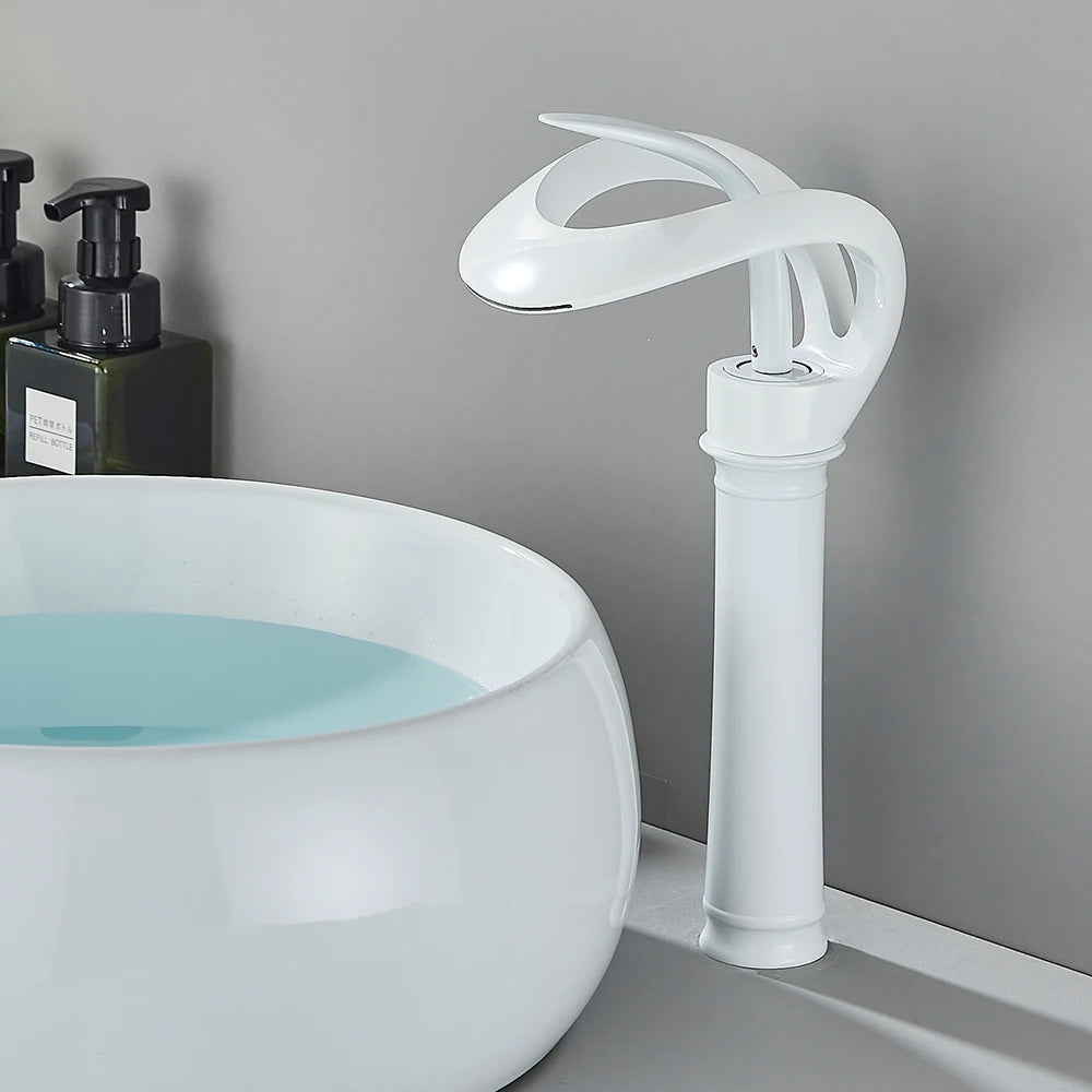 Minimalist Waterfall Spout Single Lever Bathroom Faucet Basin Mixer Tap
