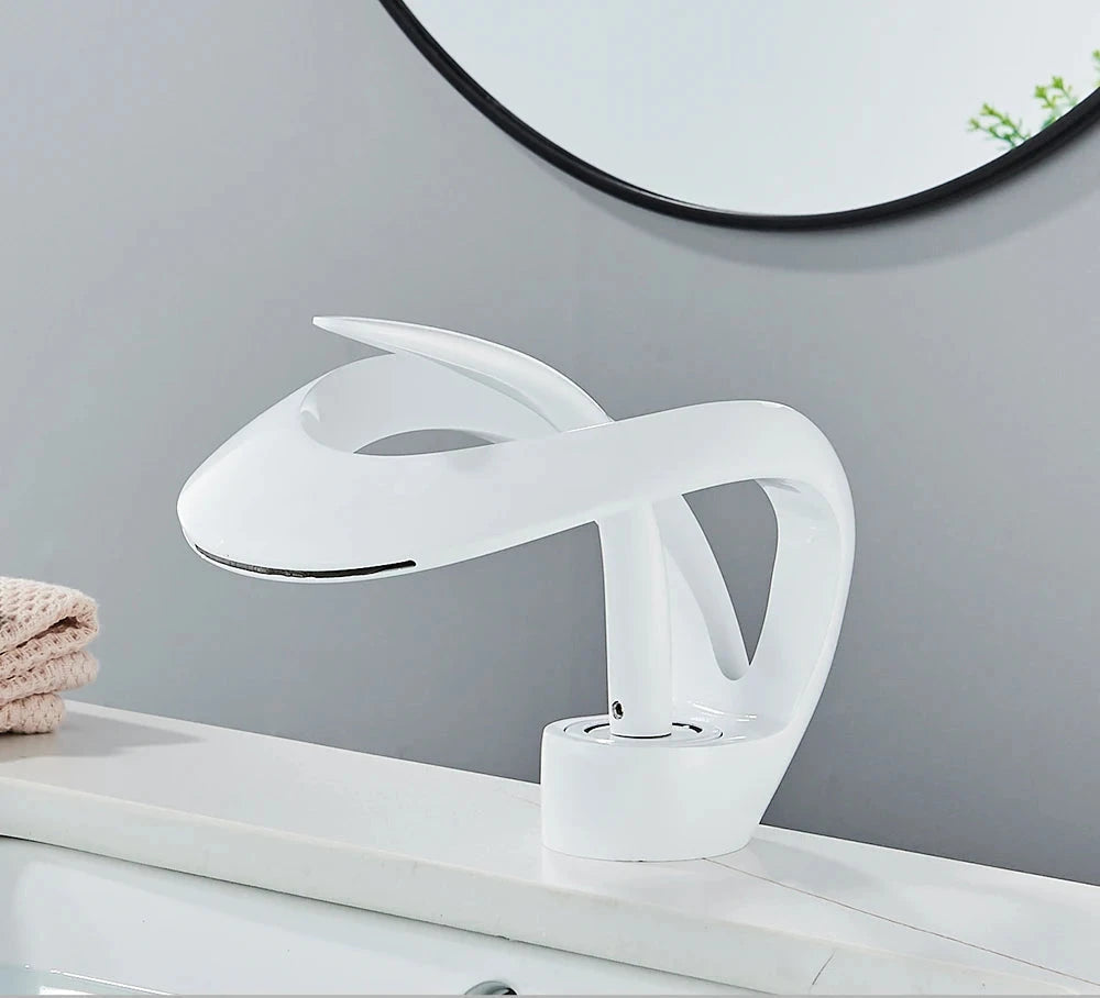 Minimalist Waterfall Spout Single Lever Bathroom Faucet Basin Mixer Tap