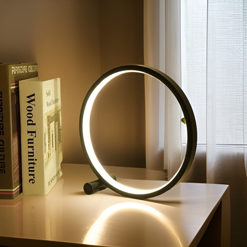 Minimalist Round Aluminum Touch Control Dimmable Table Lamp