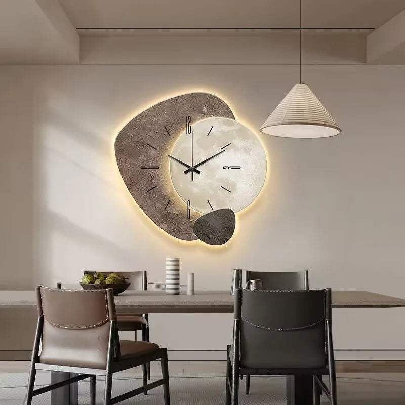 Minimalist Scandinavian Metal Wood Silent Mechanism Wall Clock