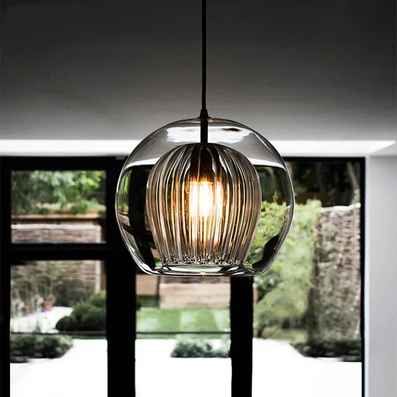 Sleek Aluminium Glass Adjustable Length Modern Pendant Light