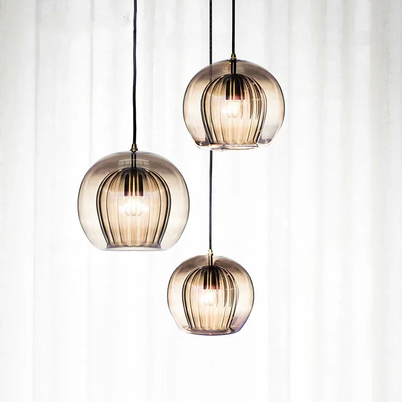 Sleek Aluminium Glass Adjustable Length Modern Pendant Light