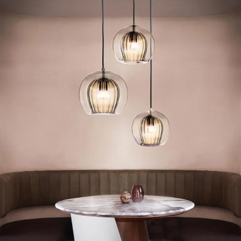 Sleek Aluminium Glass Adjustable Length Modern Pendant Light