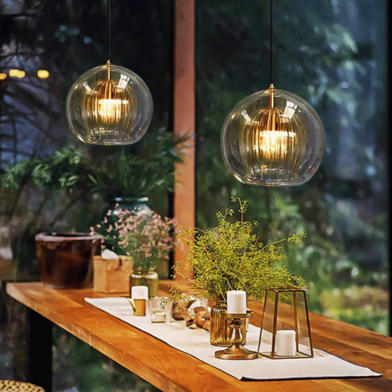Sleek Aluminium Glass Adjustable Length Modern Pendant Light