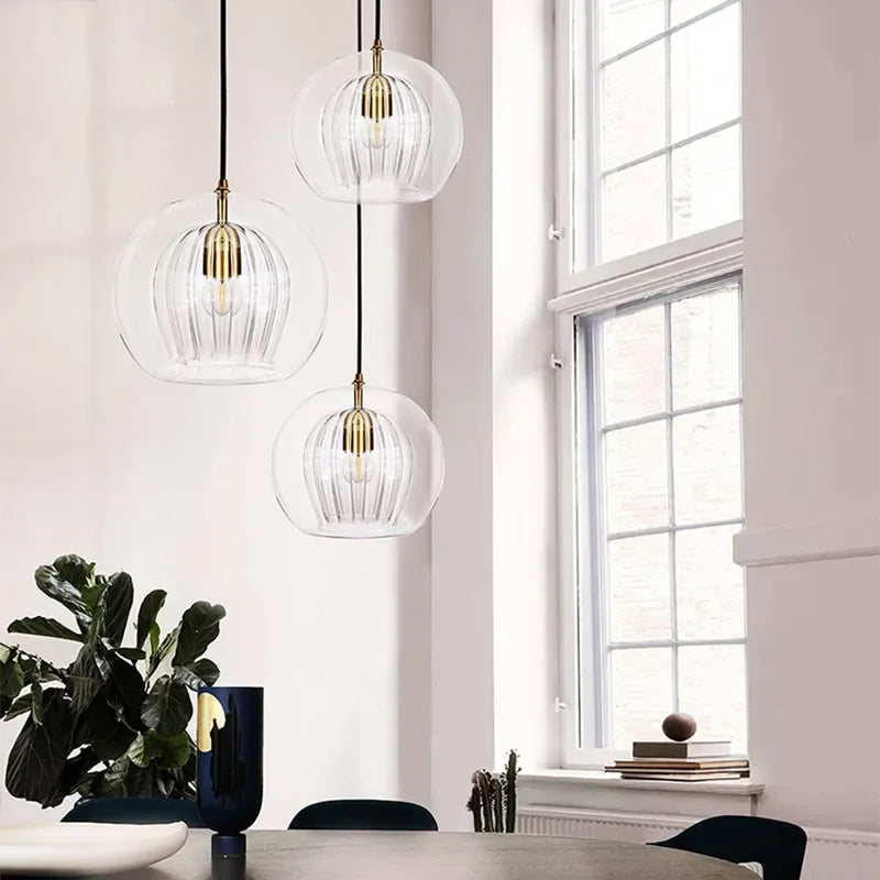Sleek Aluminium Glass Adjustable Length Modern Pendant Light