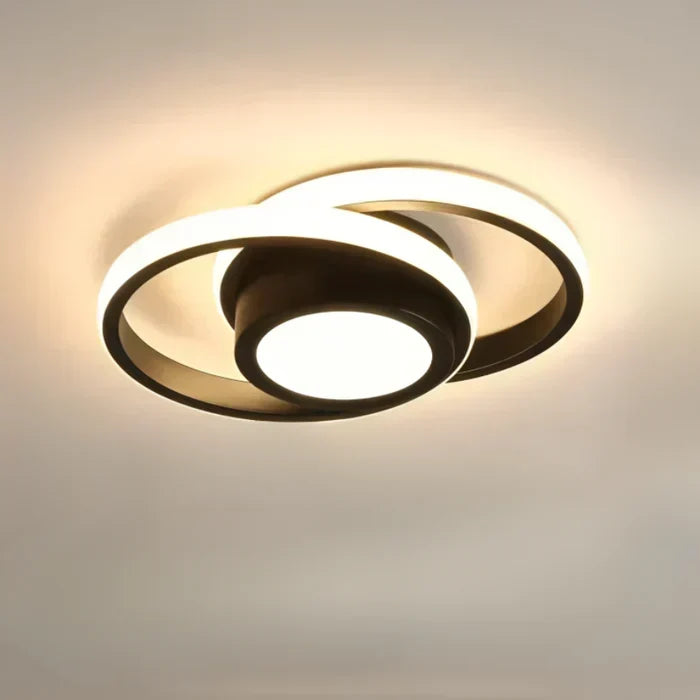 Modern Double Ring Aluminum Acrylic Flush Mount Ceiling Light