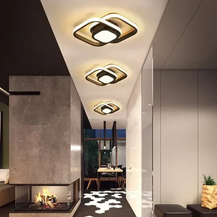 Modern Double Ring Aluminum Acrylic Flush Mount Ceiling Light