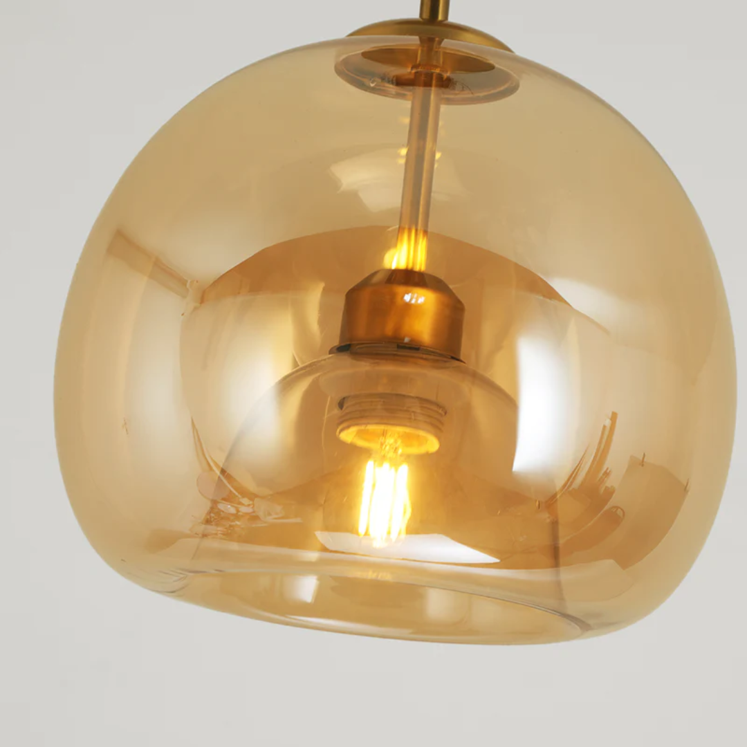 Round Metal Glass Shade Flush Mount Ceiling Light