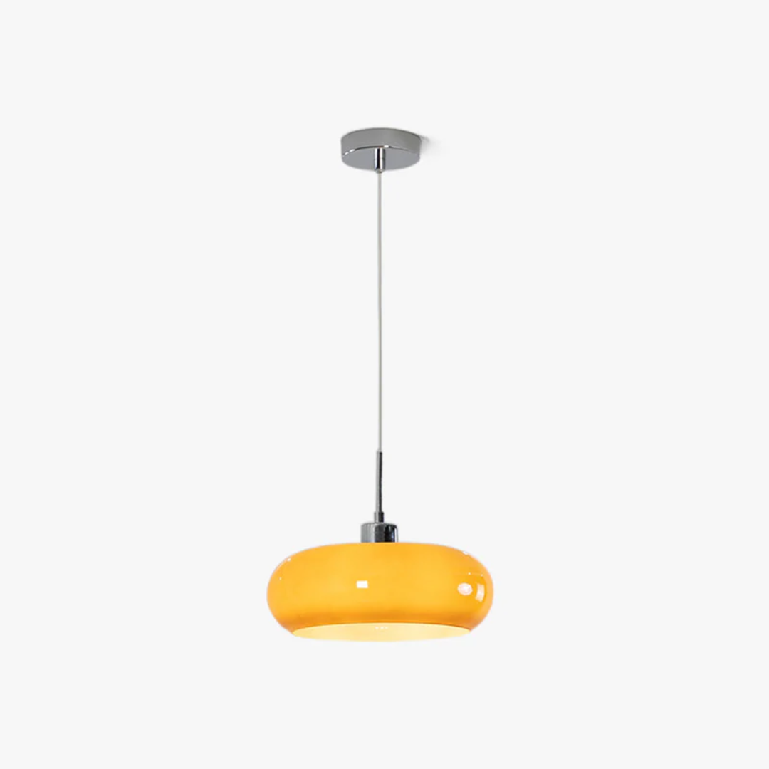 Modern Round Metal Glass Height Adjustable Pendant Light