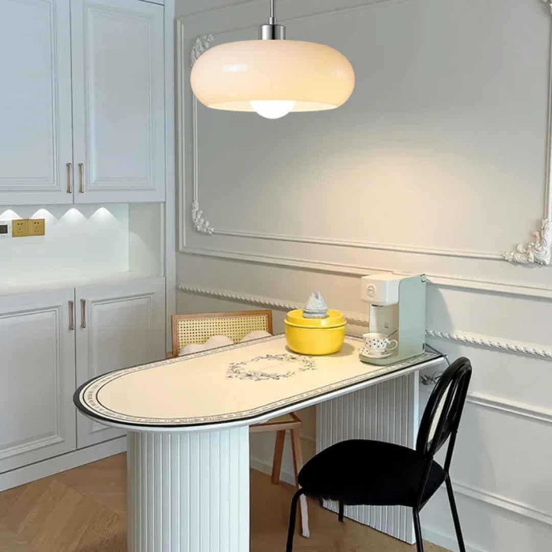 Modern Round Metal Glass Height Adjustable Pendant Light
