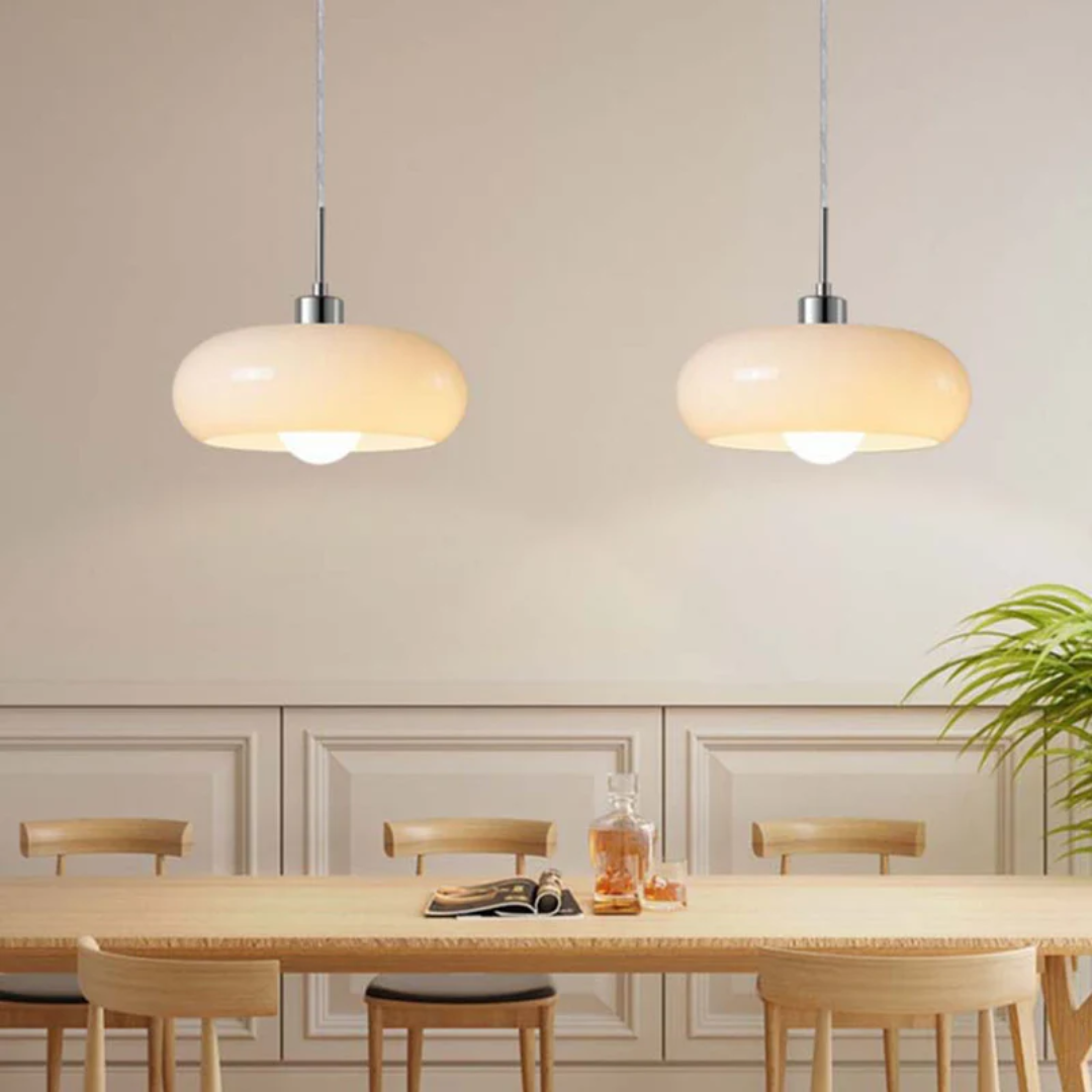 Modern Round Metal Glass Height Adjustable Pendant Light