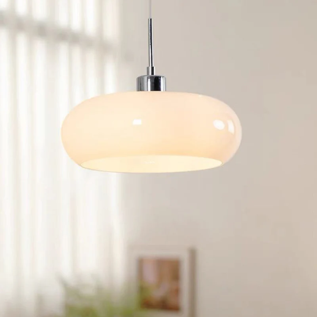 Modern Round Metal Glass Height Adjustable Pendant Light