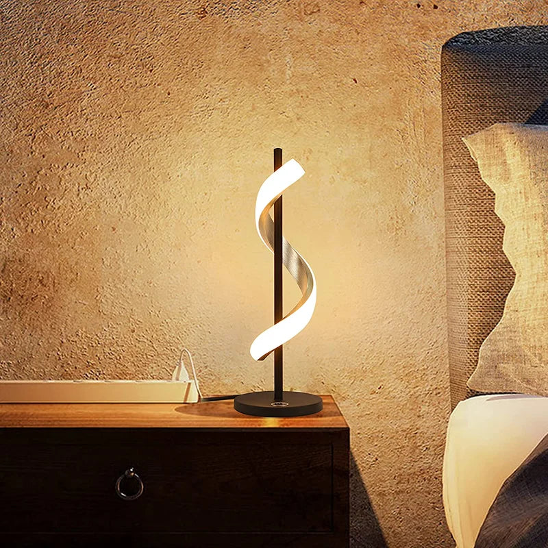 Slim Wave Profile Dimmable Touch Table Lamp