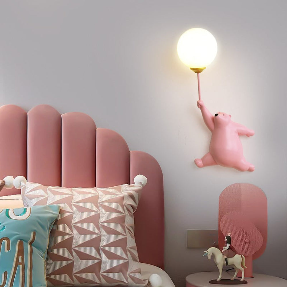 Modern Cute Bear Balloon Kids Wall Light