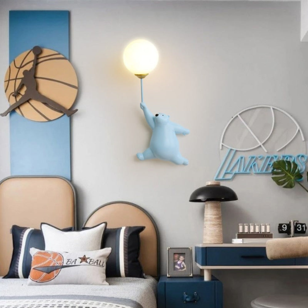 Modern Cute Bear Balloon Kids Wall Light