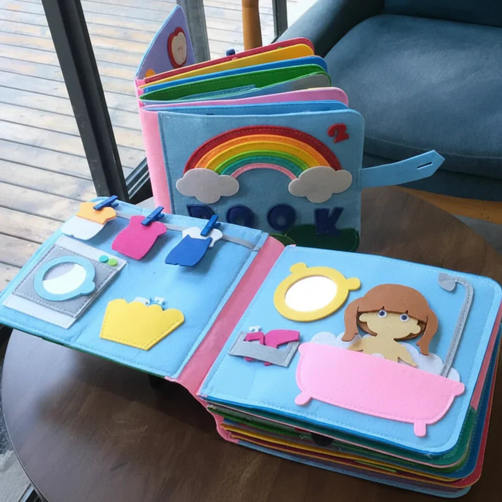 Soft Felt Interactive Montessori Busy Book for Screen-free Play
