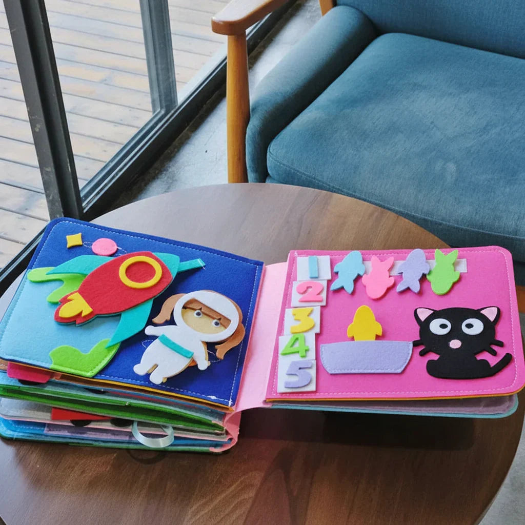 Soft Felt Interactive Montessori Busy Book for Screen-free Play