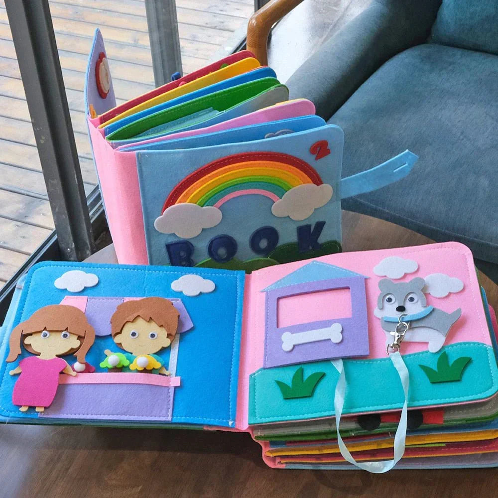 Soft Felt Interactive Montessori Busy Book for Screen-free Play