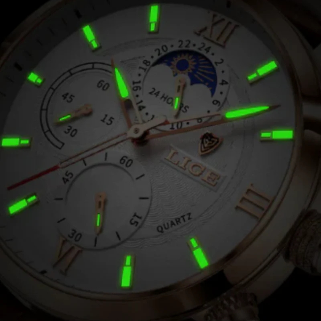 Classic Leather Strap Multi-Dial Quartz Men's Watch