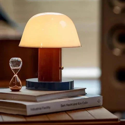 Sculptural Mushroom Shape Rechargeable Touch Dimming Cordless Table Lamp