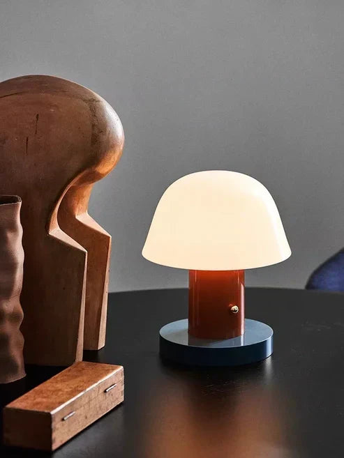 Sculptural Mushroom Shape Rechargeable Touch Dimming Cordless Table Lamp