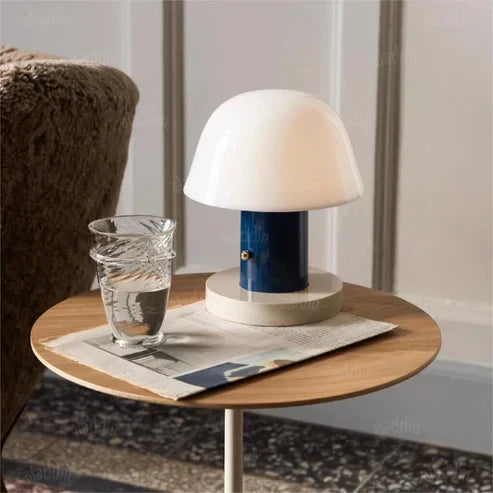 Sculptural Mushroom Shape Rechargeable Touch Dimming Cordless Table Lamp