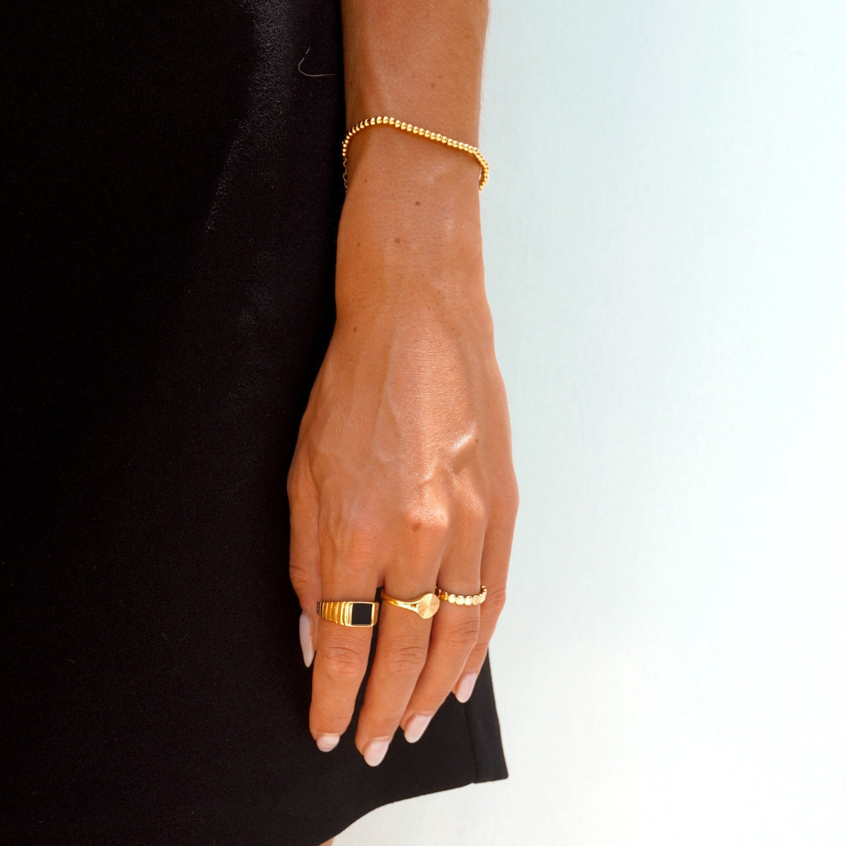 Versatile Stackable Fine Beaded Gold Plated Silver Bracelet