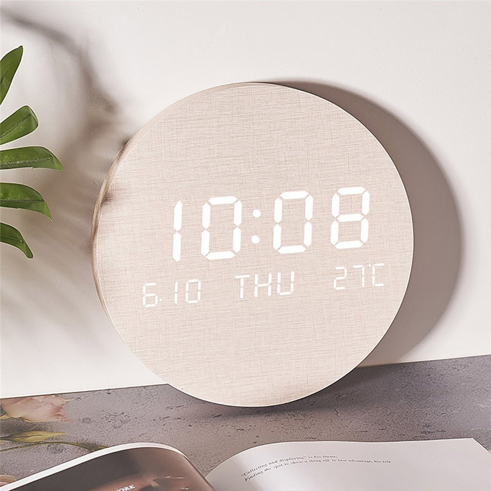 Nordic Minimalist Round Digital Battery Operated Wall Clock