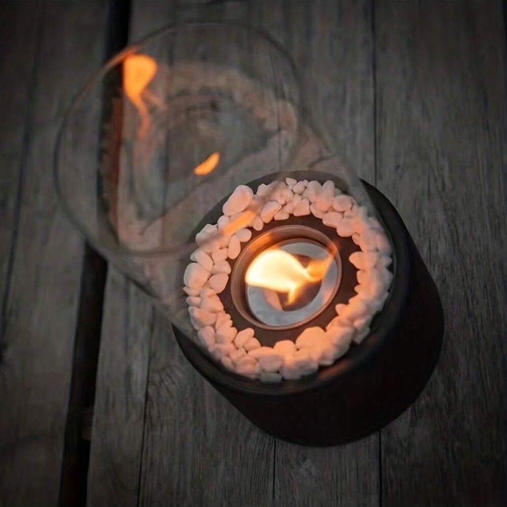 Classic Glass Cylinder Tabletop Flame Oil Table Lamp