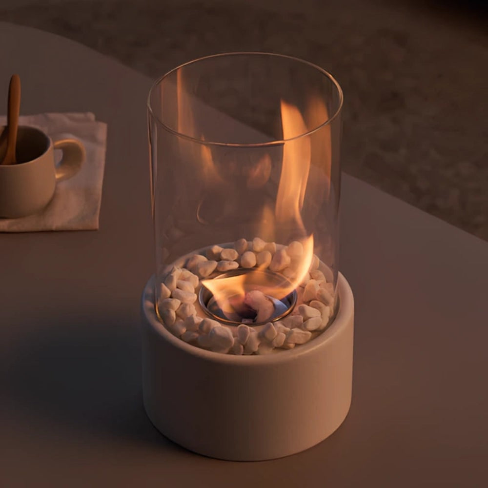 Classic Glass Cylinder Tabletop Flame Oil Table Lamp