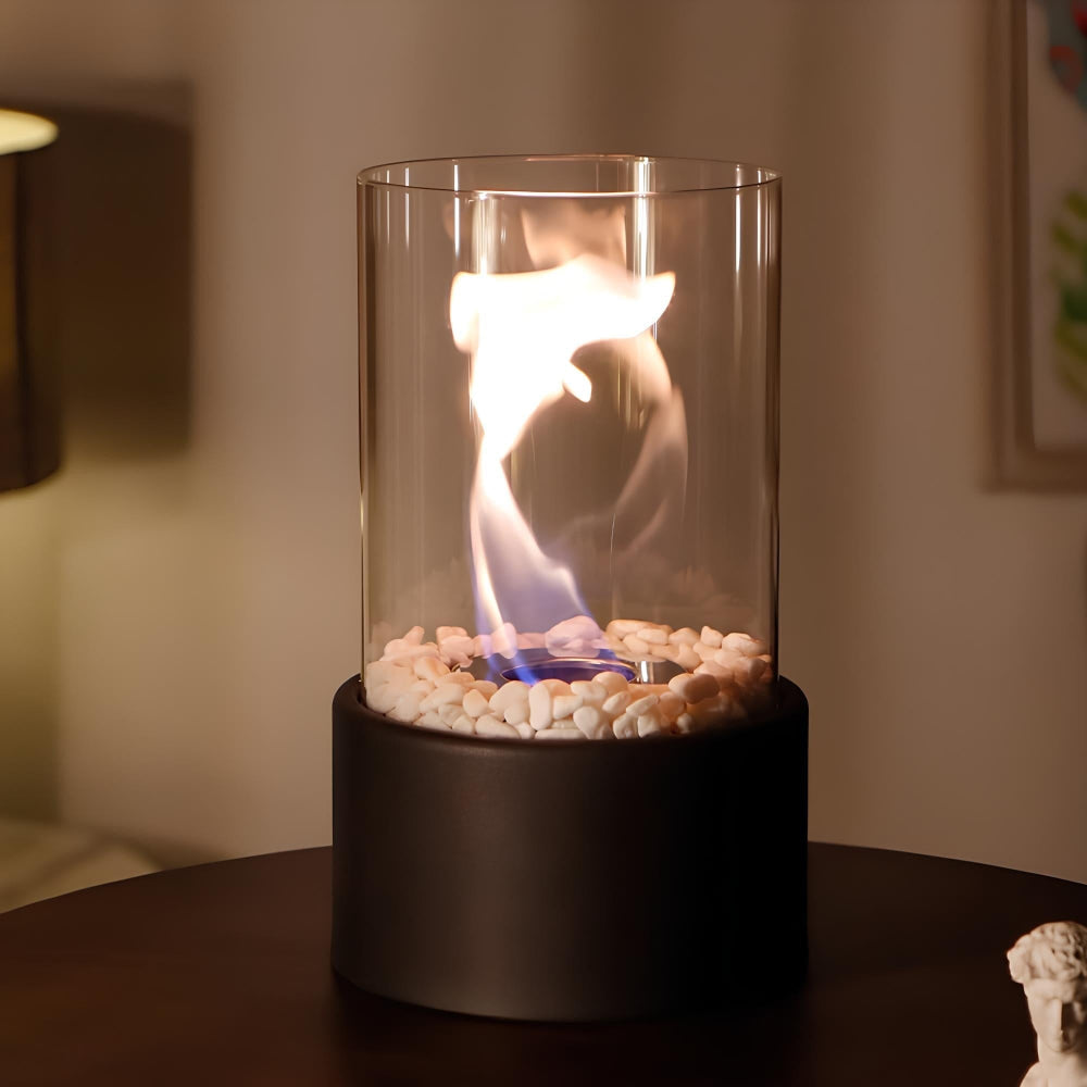 Classic Glass Cylinder Tabletop Flame Oil Table Lamp