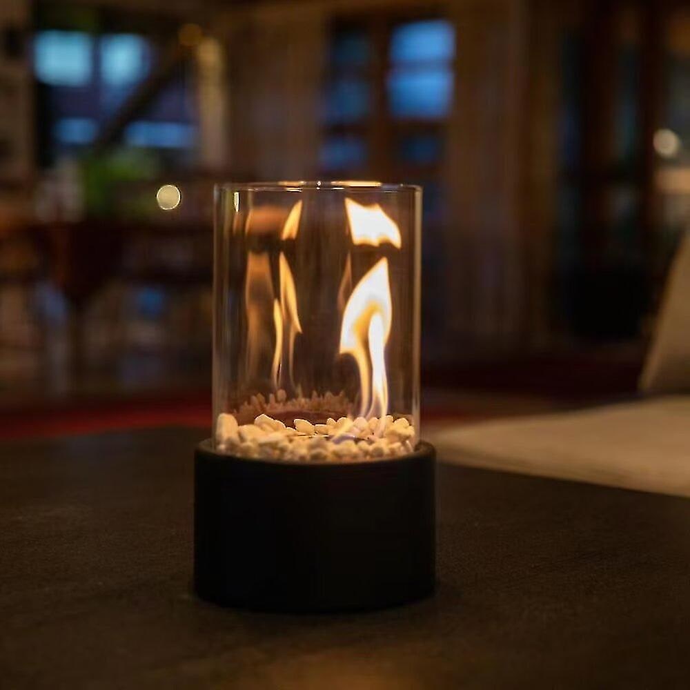 Classic Glass Cylinder Tabletop Flame Oil Table Lamp