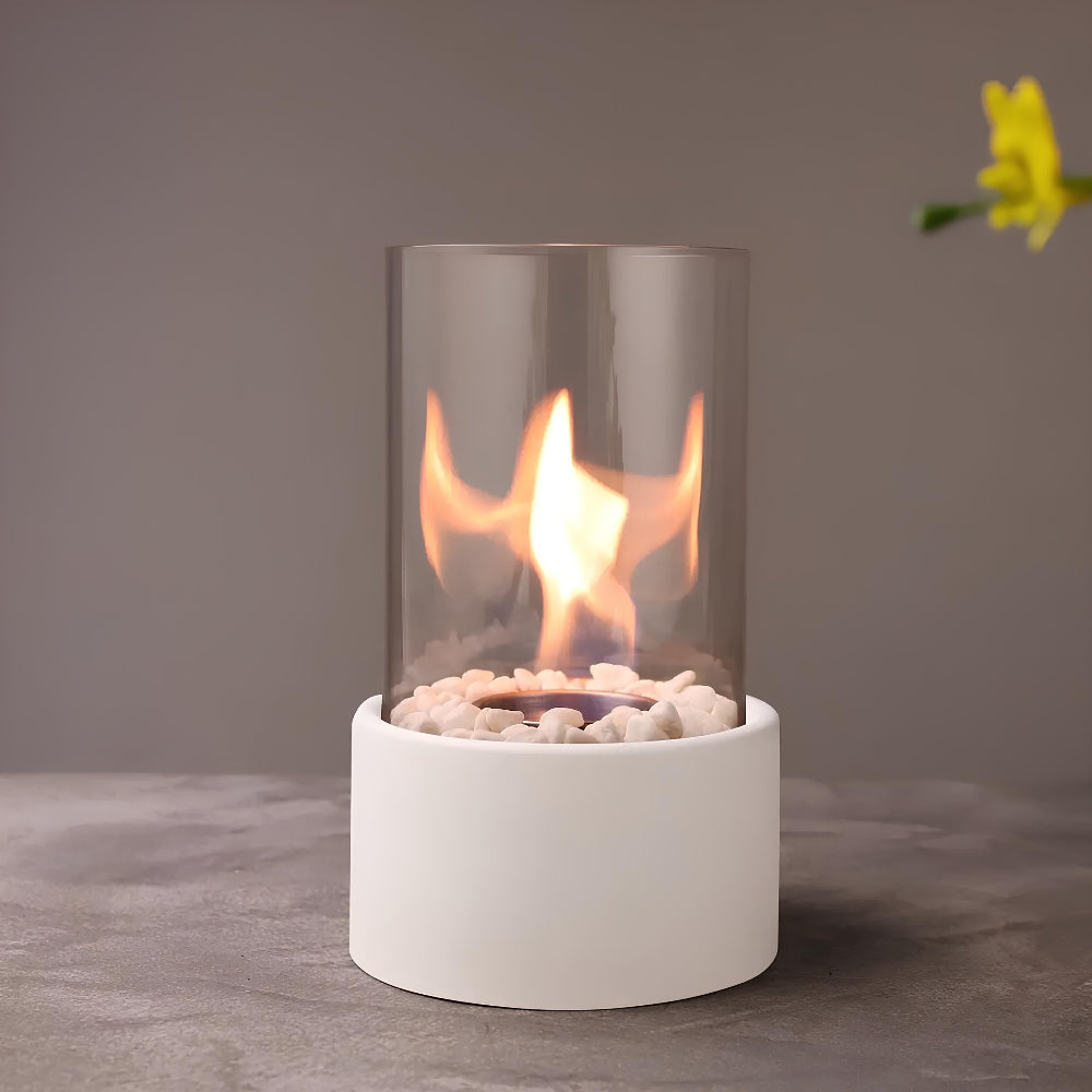 Classic Glass Cylinder Tabletop Flame Oil Table Lamp