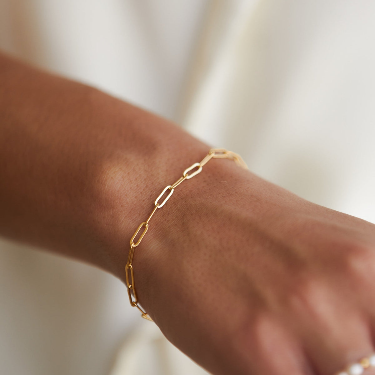 Minimalist Paperclip Link Adjustable Gold Coated Chain Bracelet