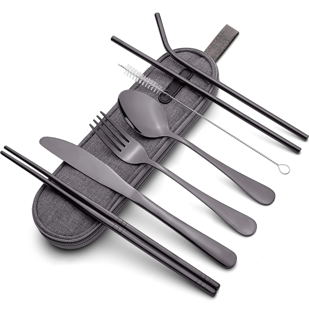Compact Lightweight Stainless Steel Waterproof Case Travel Cutlery Set