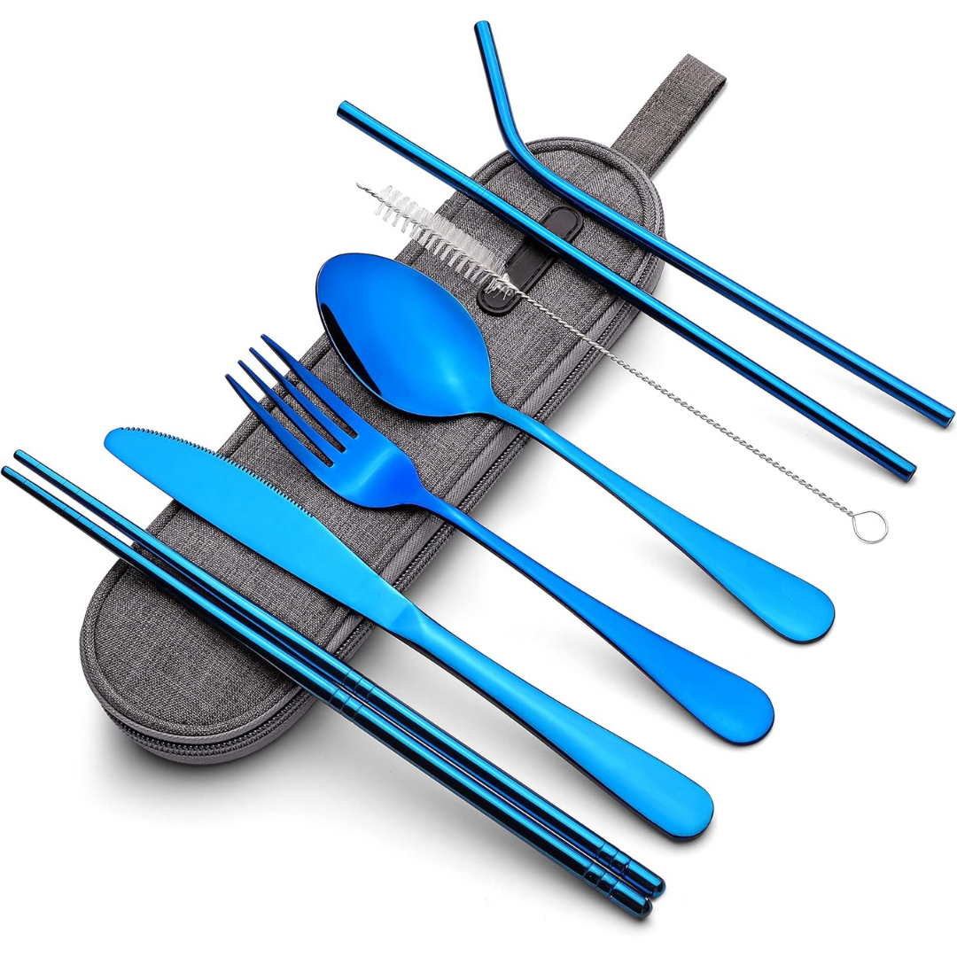 Compact Lightweight Stainless Steel Waterproof Case Travel Cutlery Set