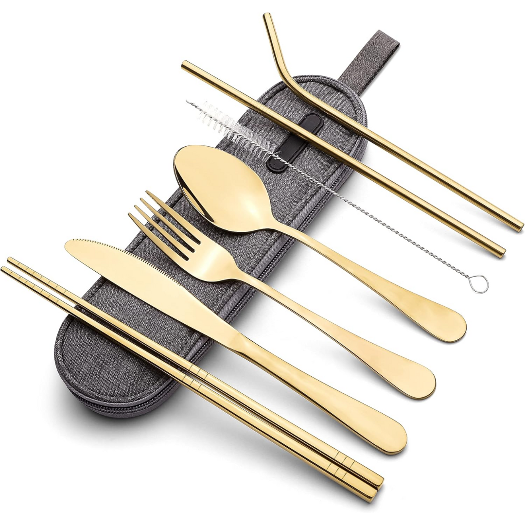 Compact Lightweight Stainless Steel Waterproof Case Travel Cutlery Set