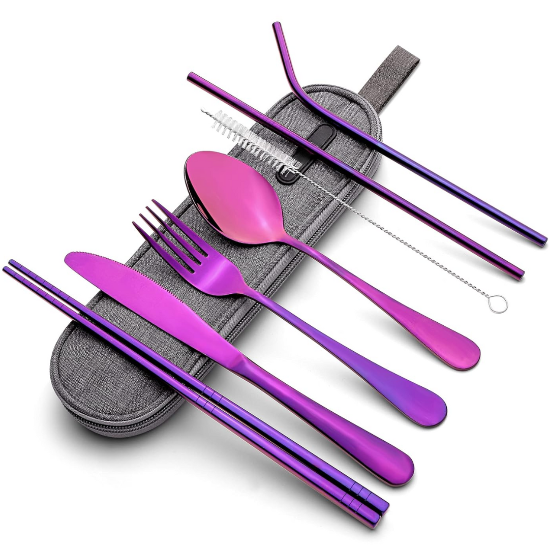 Compact Lightweight Stainless Steel Waterproof Case Travel Cutlery Set